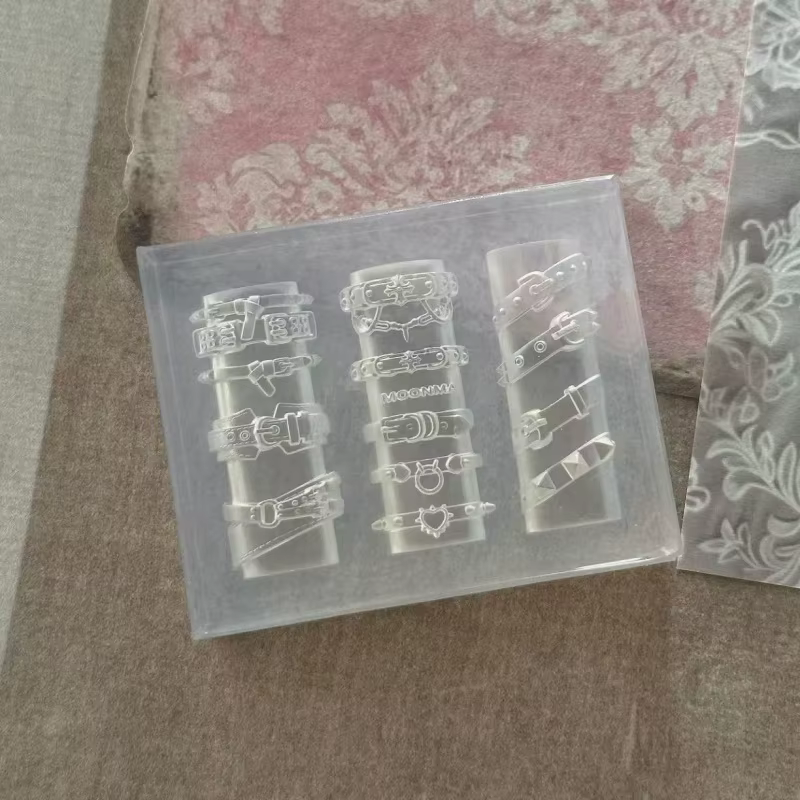 Moule à ongles en silicone transparent, motif boucle de ceinture, cœur, cadenas, décoration 3D pour