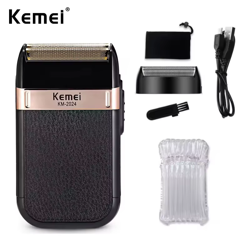 Kemei KM-2024 USB charge rasoir électrique pour hommes alternatif double lame rasoir tondeuse à barb