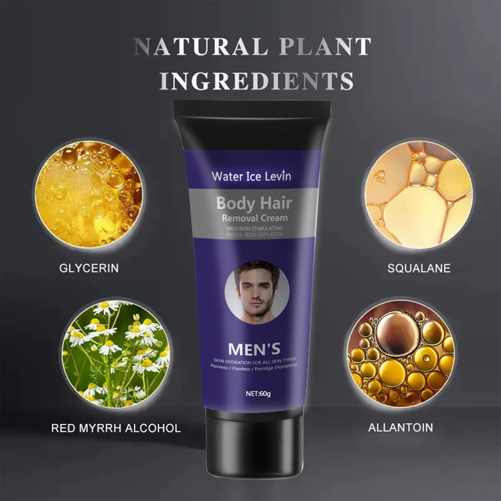 Crème dépilatoire pour hommes - Agent dépilatoire rapide et indolore, adapté aux zones intimes, soin corporel, inhibiteur de croissance des poils