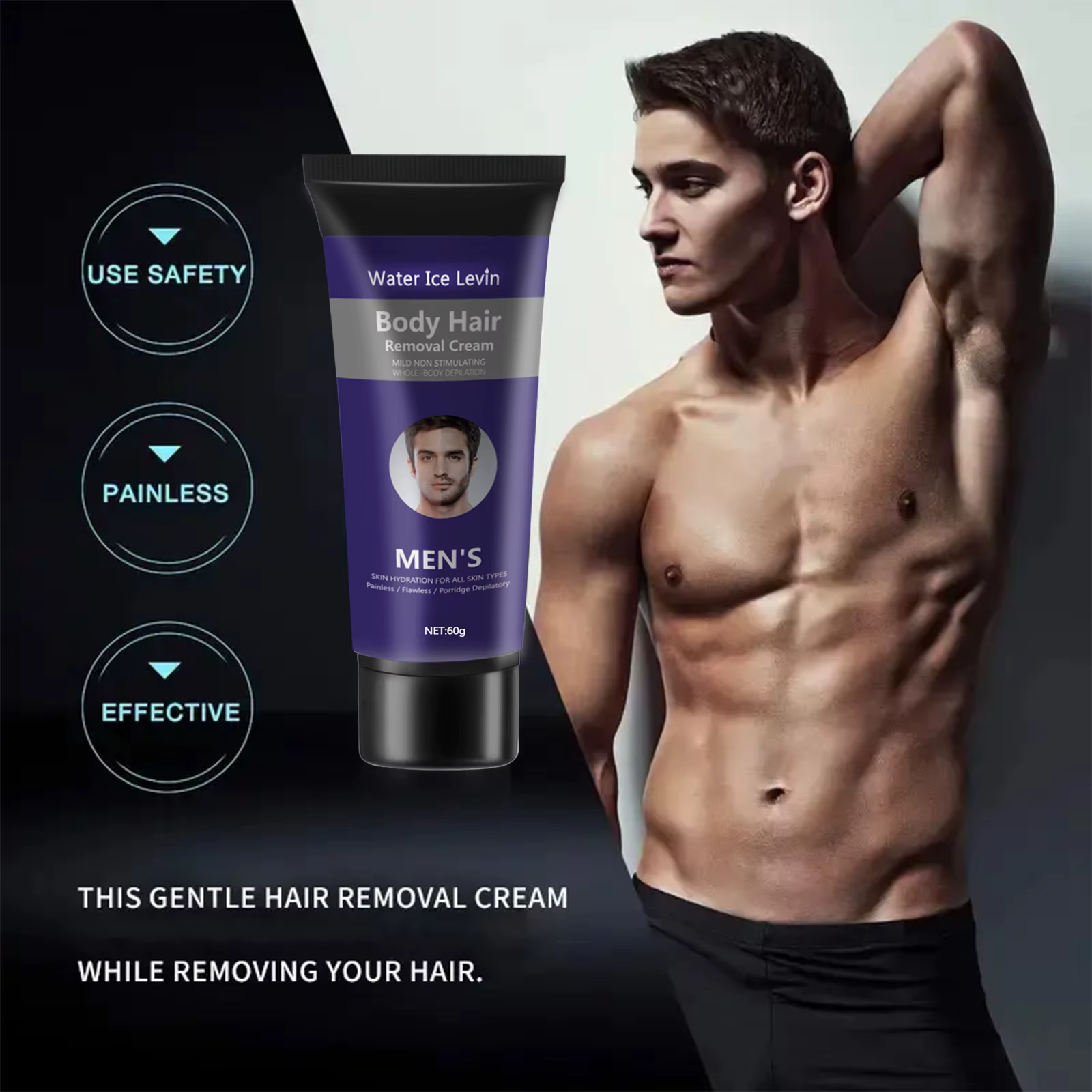Crème dépilatoire pour hommes - Agent dépilatoire rapide et indolore, adapté aux zones intimes, soin corporel, inhibiteur de croissance des poils
