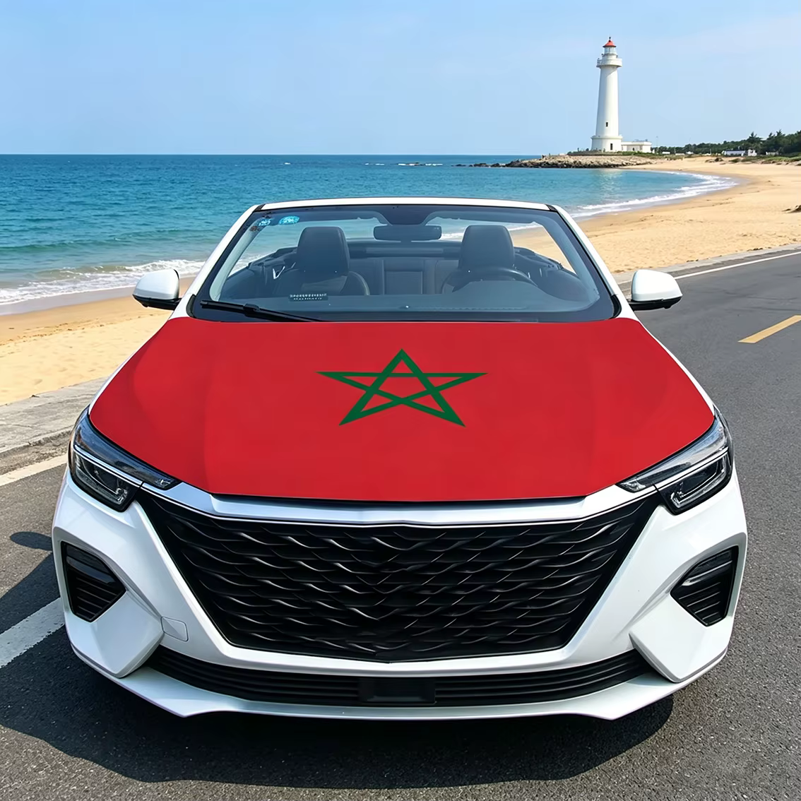 Housse de capot de voiture avec drapeau du Maroc, drapeau national pour la décoration de véhicule