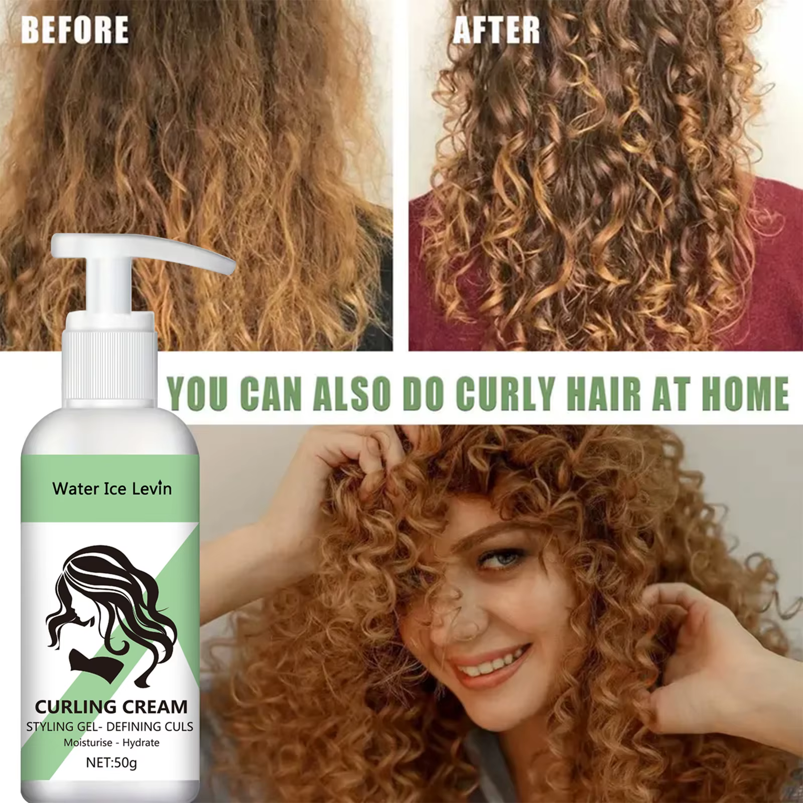 Crème hydratante pour cheveux bouclés, conditionneur pour l'élasticité des cheveux bouclés, neutre, adapté à tous les types de cheveux