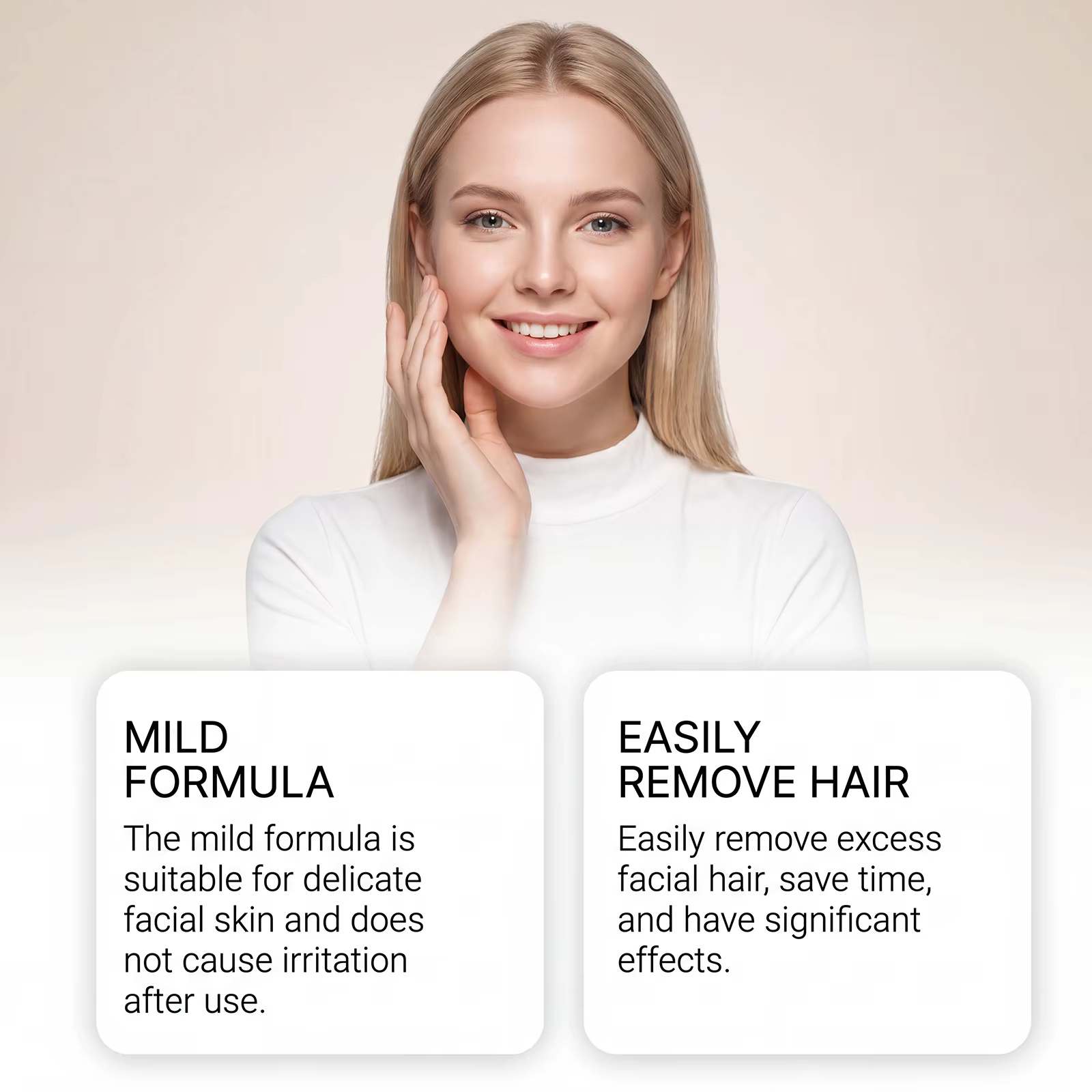 Crème dépilatoire douce à l'huile de coco pour le visage