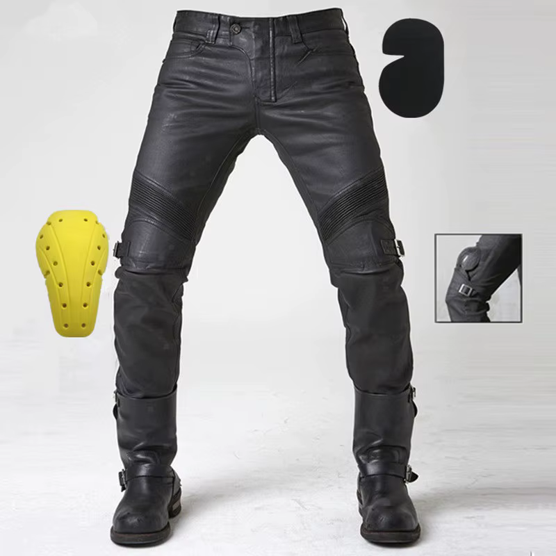 Pantalon de moto avec revêtement ciré à l'huile coupe-vent, jean vintage pour moto Rbike