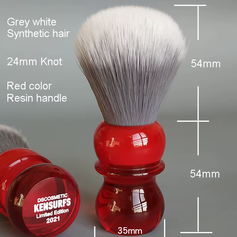 Dscosmetic Kensurfs Brosse à raser à poils doux avec manche en résine rouge