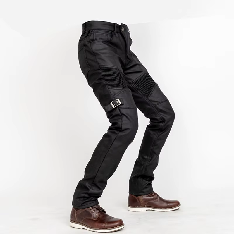 Pantalon de moto avec revêtement ciré à l'huile coupe-vent, jean vintage pour moto Rbike