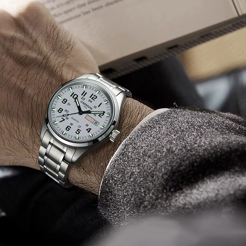 CARNAVAL-Montre de marque de luxe pour hommes, montres-bracelets étanches à quartz en acier inoxydable solide, horloge pour hommes, Reloj zones bre