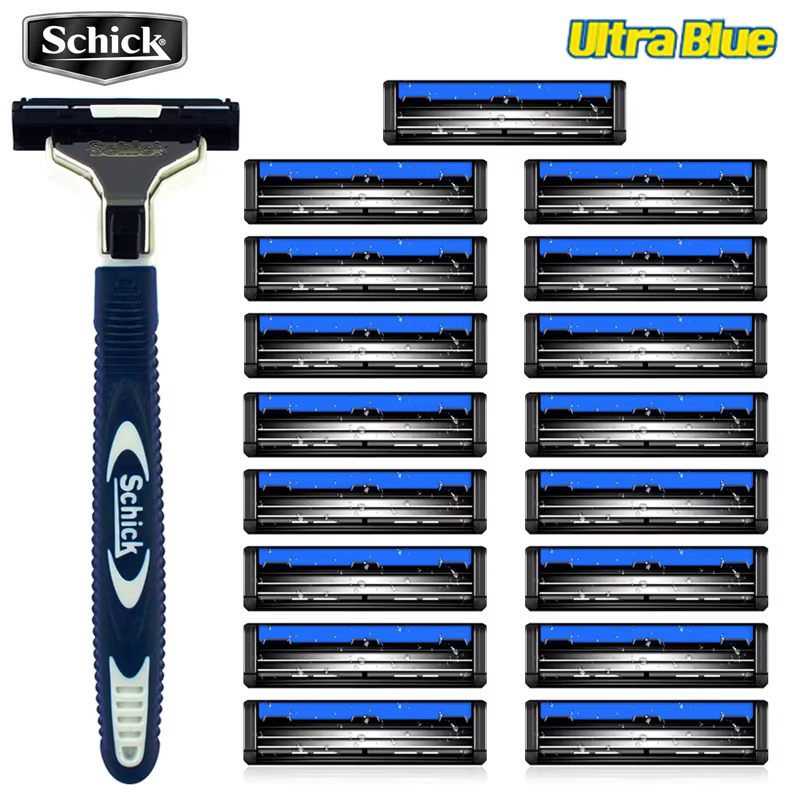 1 rasoir 17 lames/ensemble Original Schick Ultra bleu lames