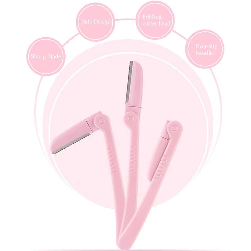 Tondeuse à sourcils pliante rose