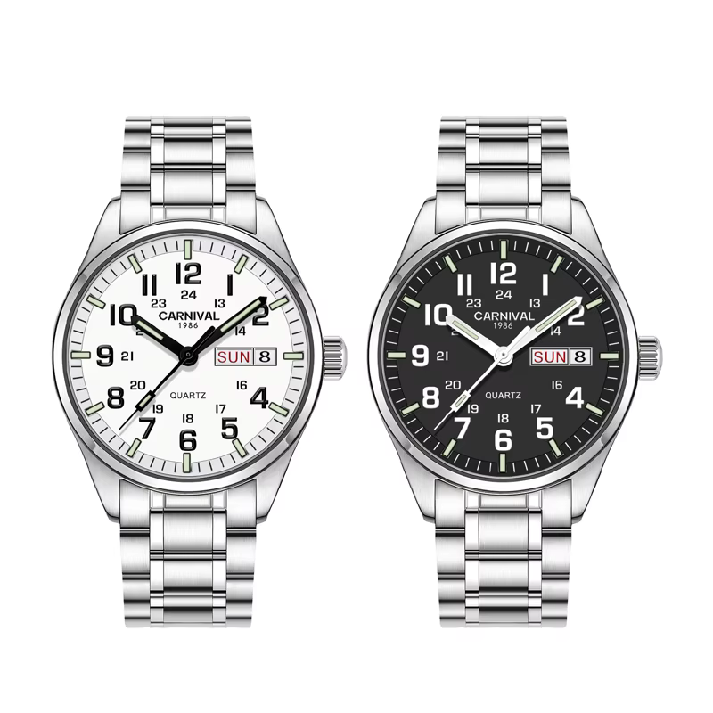 CARNAVAL-Montre de marque de luxe pour hommes, montres-bracelets étanches à quartz en acier inoxydable solide, horloge pour hommes, Reloj zones bre