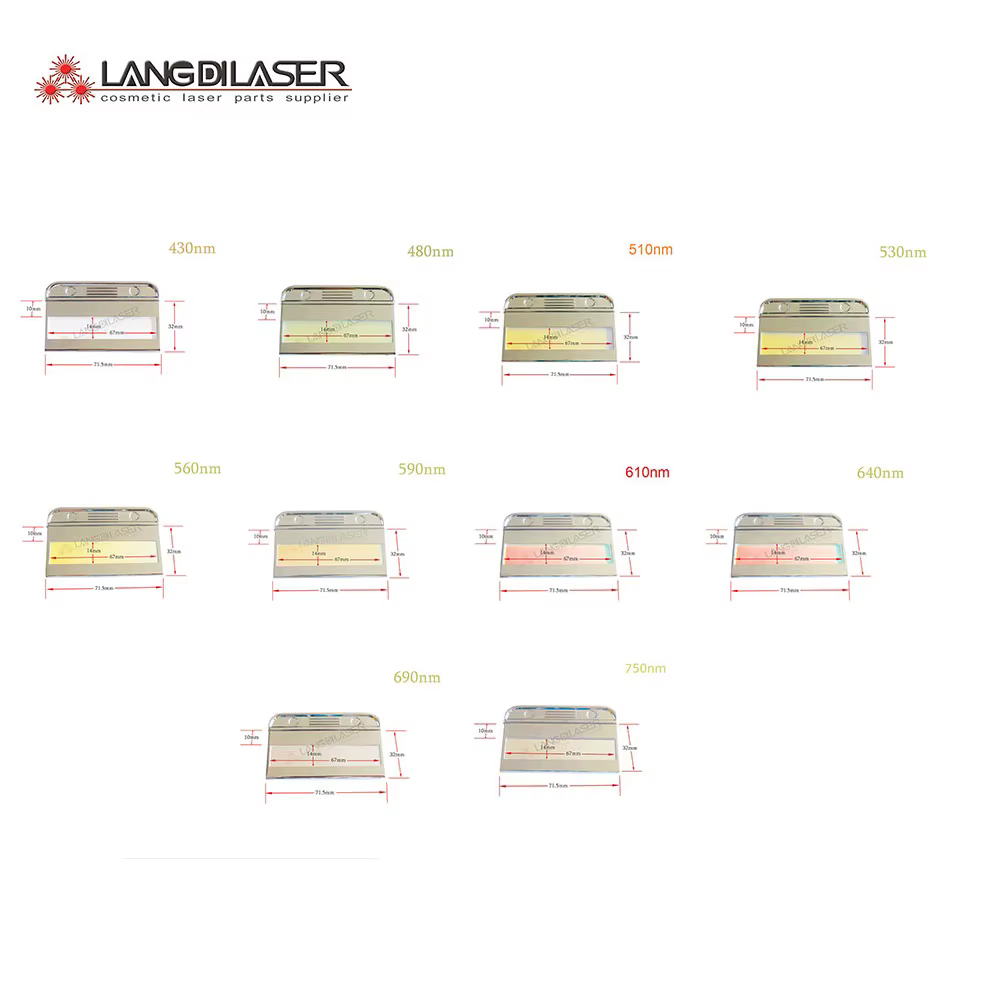 Filtre IPL avec longueur d'onde: 430nm /480nm/ 510nm/ 530nm/ 560nm/590nm/620 nm/ 640nm/ 690nm/750nm