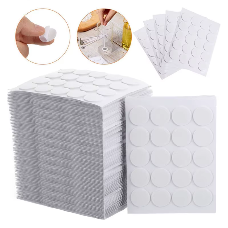 Autocollants ronds double face pour mèche de bougie, fournitures de bricolage pour avertir les partenaires, 20mm, 100 pièces
