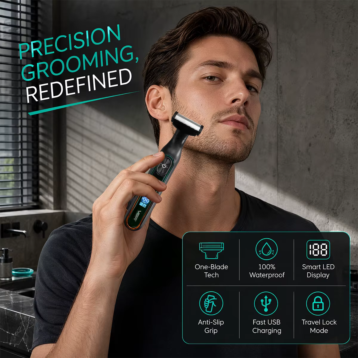VGR tondeuse tondeuse à barbe pour hommes rasoir electrique homme rasoir homme Le rasoir Professionnel Rasoir
