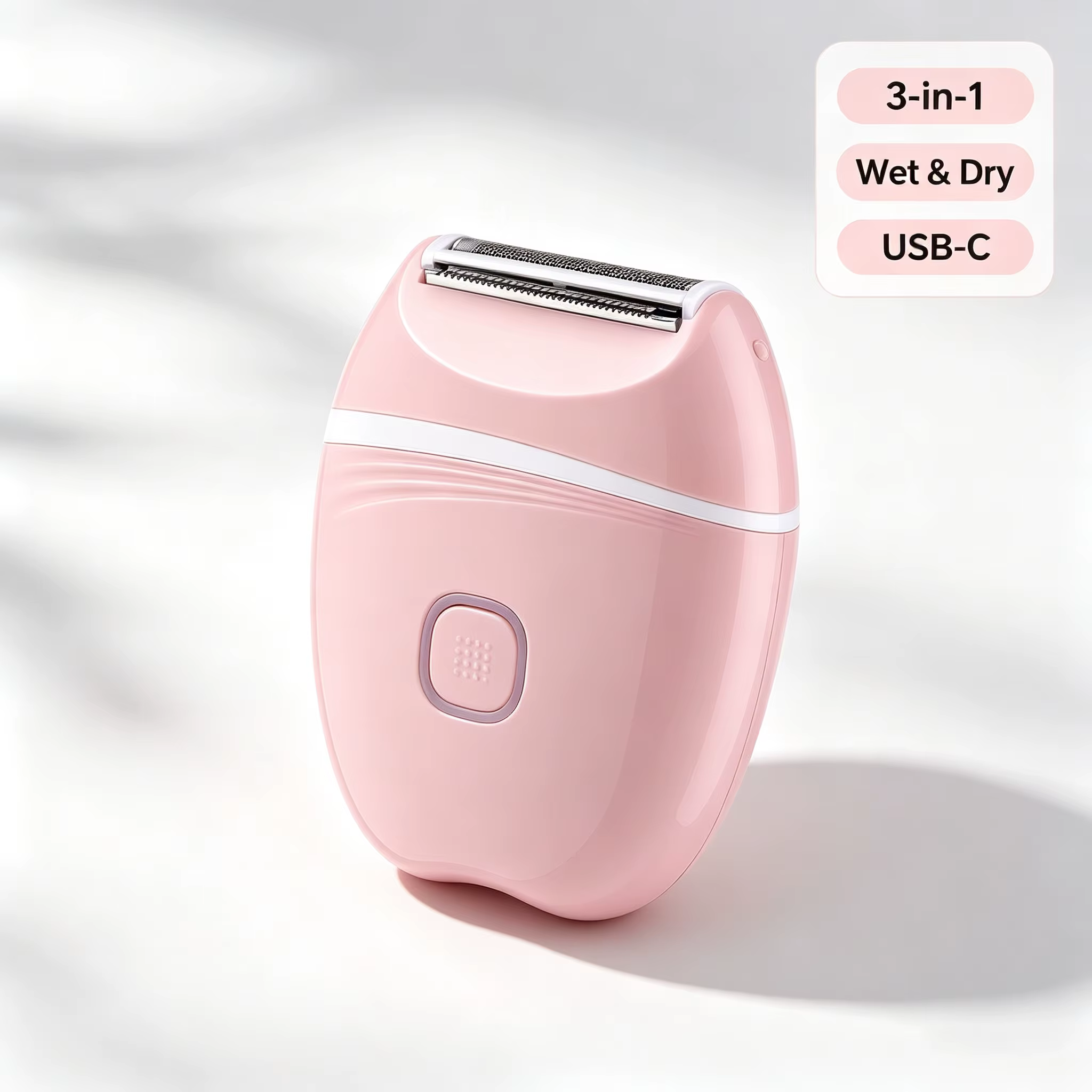 Rasoir Électrique Femme 3 en 1, Tondeuse Maillot et Corps, sans Fil et sans Douleur, Usage Sec et Humide, pour Jambes, Aisselles, Visage et Duvet, Rechargeable USB-C, Rose