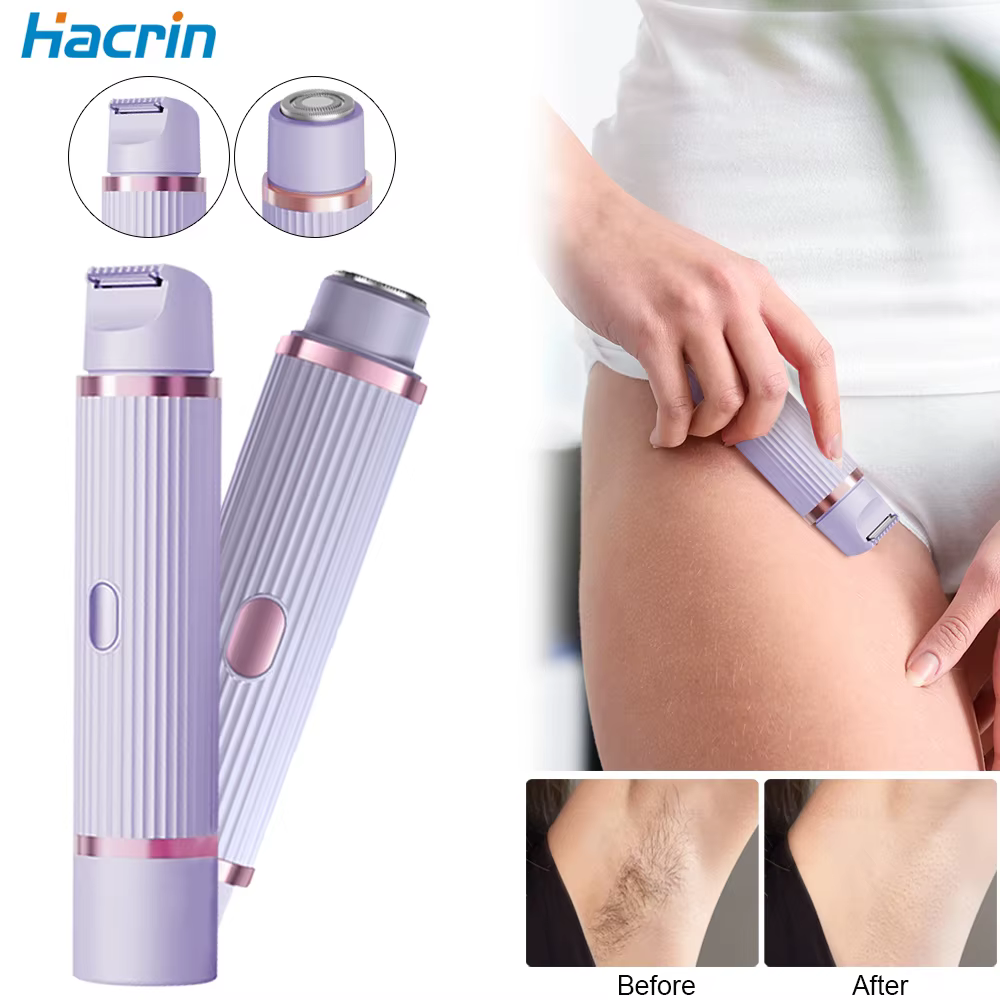 Rasoir électrique pour femmes rasoirs à cheveux secs et humides étanches 2 en 1 Double tête aisselles Bikini barbe