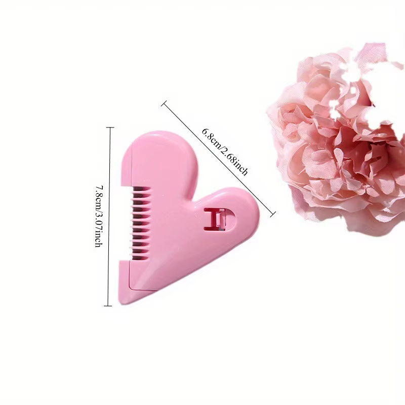 Lot de 3 peignes à cheveux double face en forme de cœur pêche rose