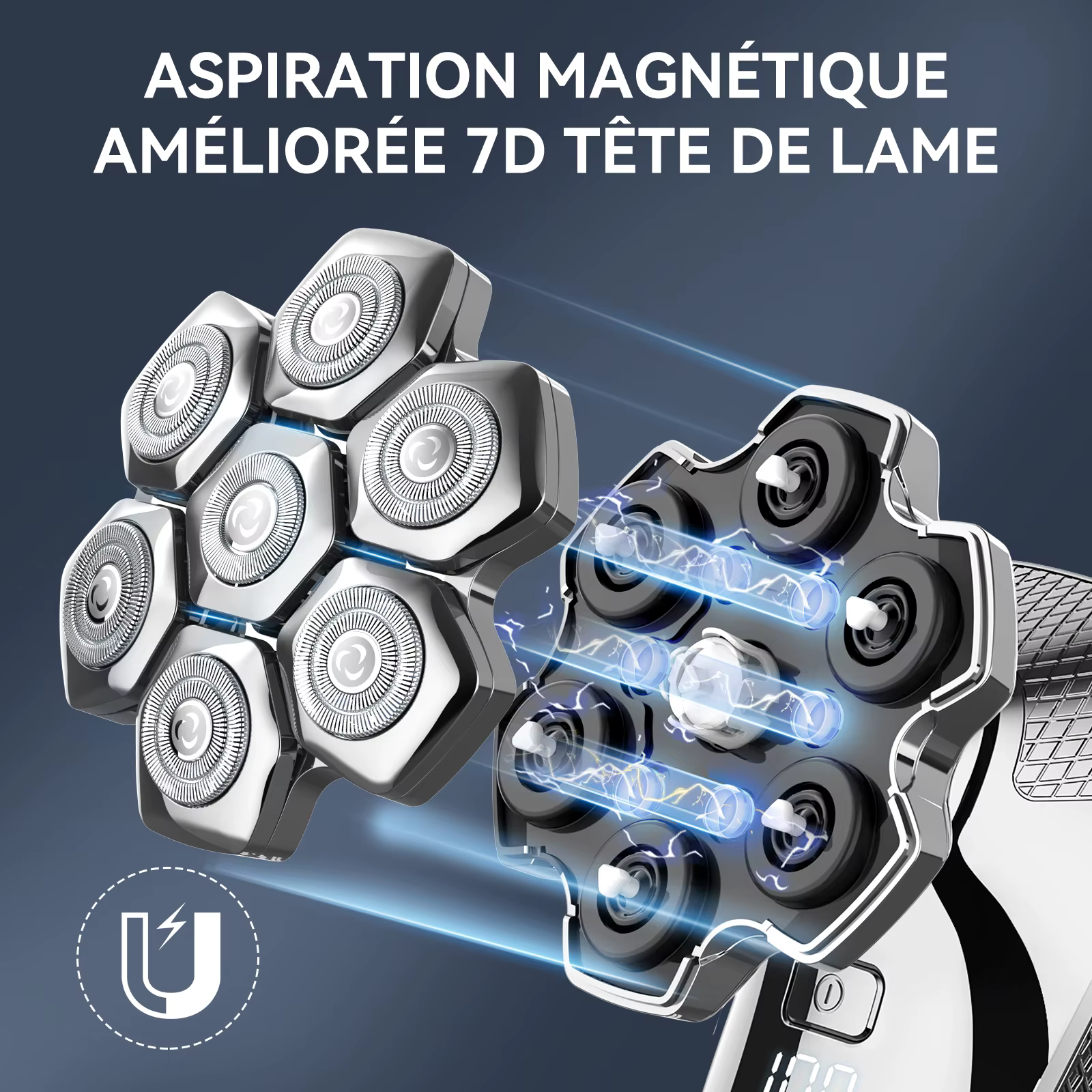 Kensen S18 rasoir électrique pour hommes Rechargeable 7D coupe flottante magnétique 5 en 1