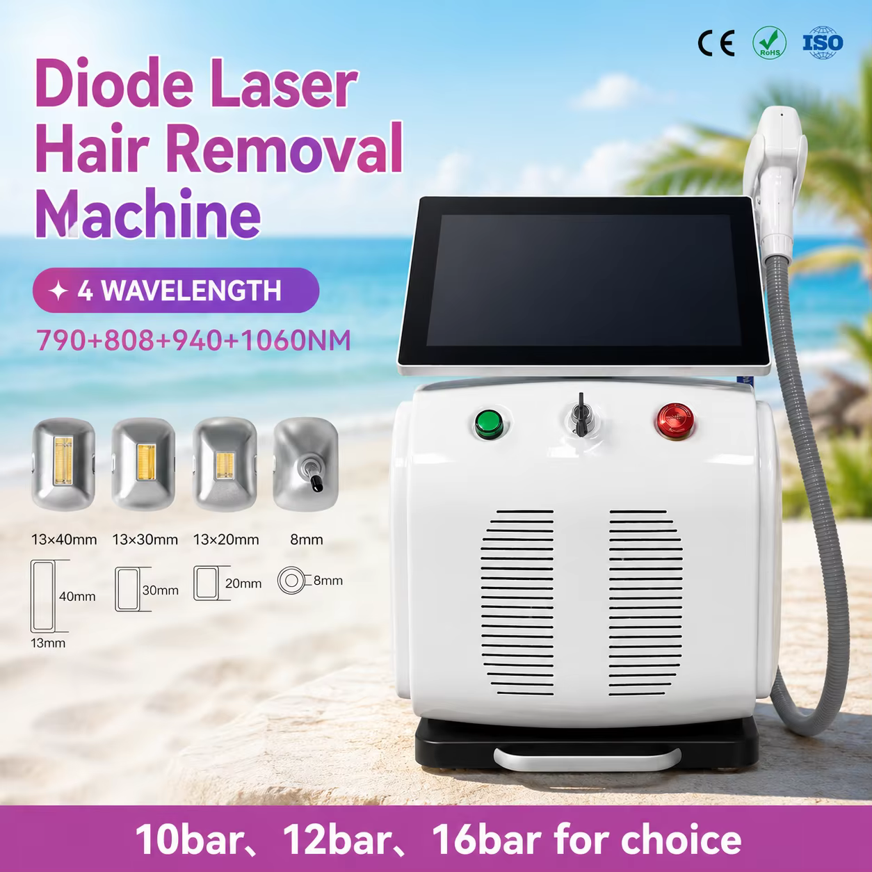 Nouvelle machine d'épilation au laser diode 16 bars 4 longueurs d'onde Ice Titanium 808Nm