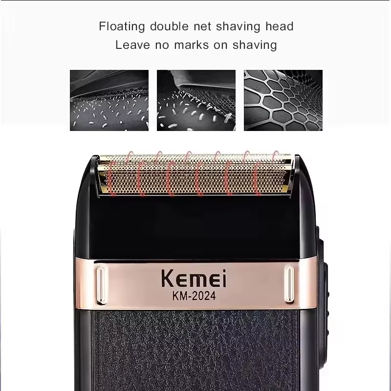 Rasoir électrique rechargeable USB Kemei KM-2024 avec tête de coupe supplémentaire