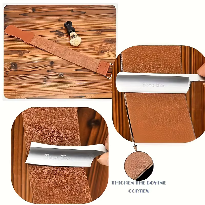 Sangle de rasoir droite en cuir PU pour couteaux pliants de barbier