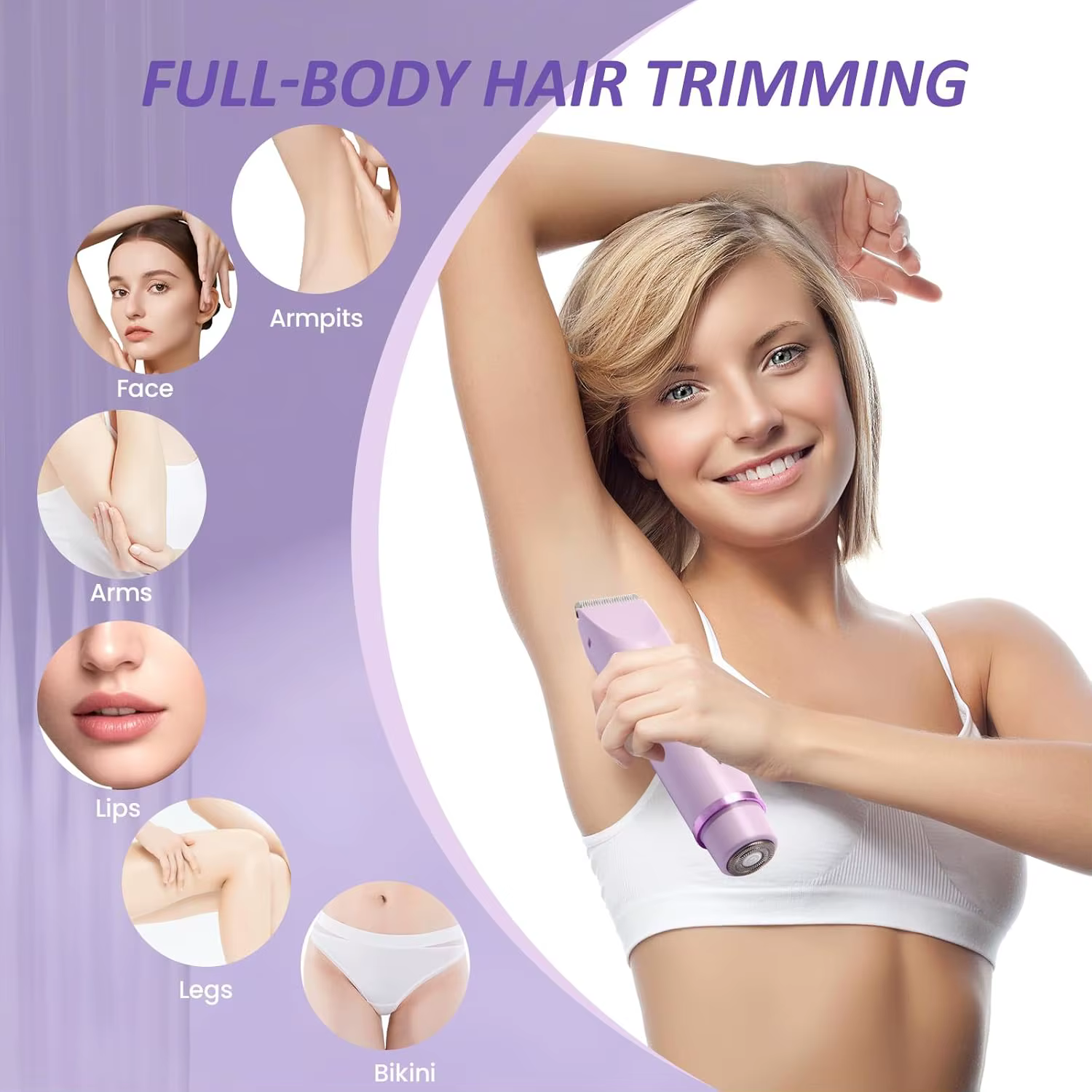 Rasoirs électriques pour femmes, rasoir électrique 2 en 1 pour les poils pubiens, tondeuse IPX7 étanche, utilisation humide et sèche, rasoir bikini pour le corps