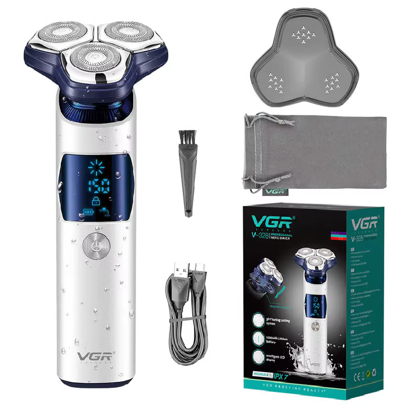 VGR 3D Pro rasoir électrique pour hommes lavable barbe rotatif
