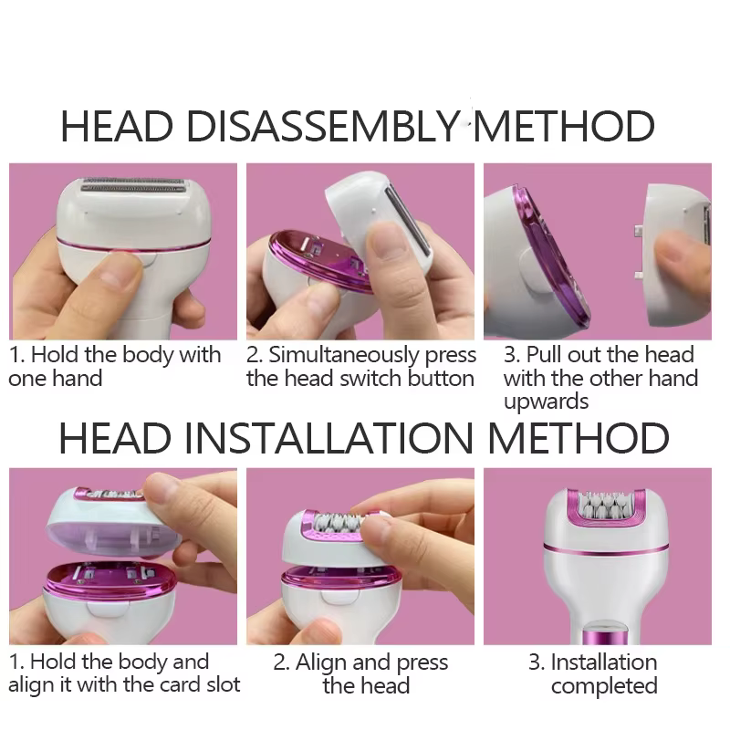 Épilateur Électrique Rechargeable 3 en 1 pour Femme