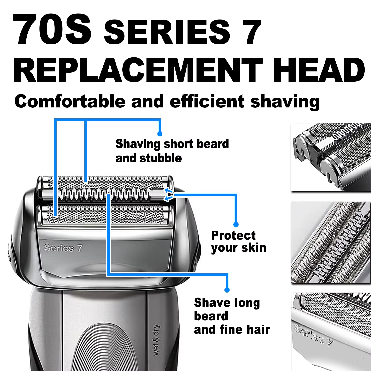 Tête de rasoir électrique de remplacement série 7 70S