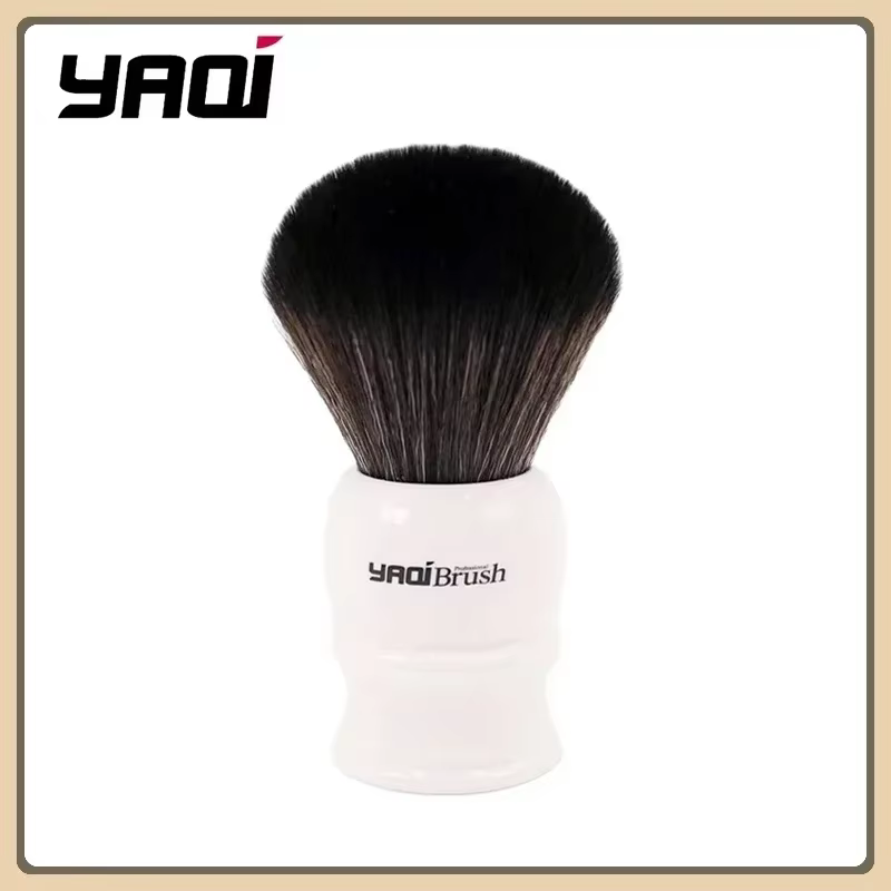 Brosse de rasage humide Yaqi 30mm taille noeud blanc poignée noir cheveux synthétiques