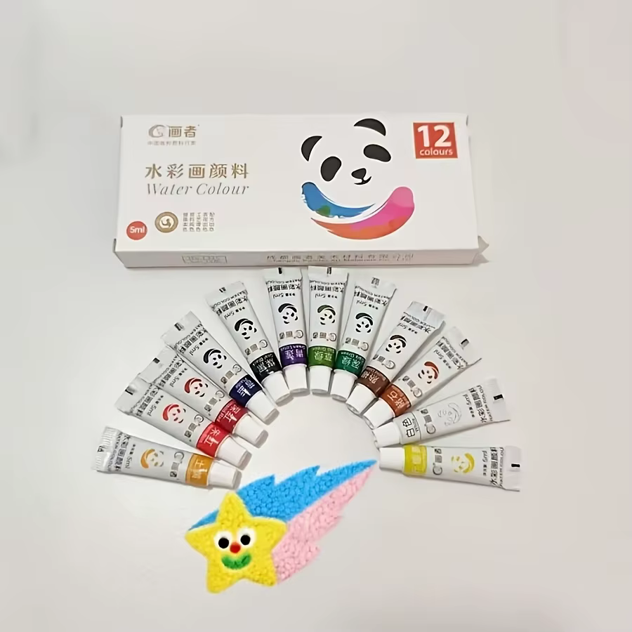 12/18/24 couleurs, 5 ml/0,18 oz, ensemble de peinture aquarelle, livré avec 6 pinceaux et 1 palette, parfait pour les travaux manuels, le papier.