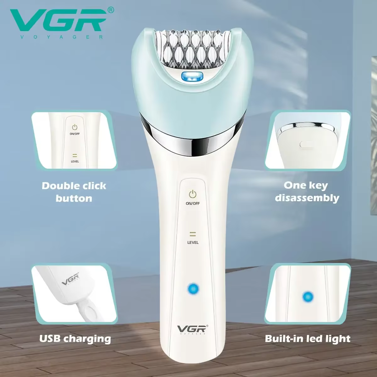 VgazV-703 IPtage étanche 5 en 1 kit de toilettage électrique Lady rasoir épilateur aste pied callosités ensemble