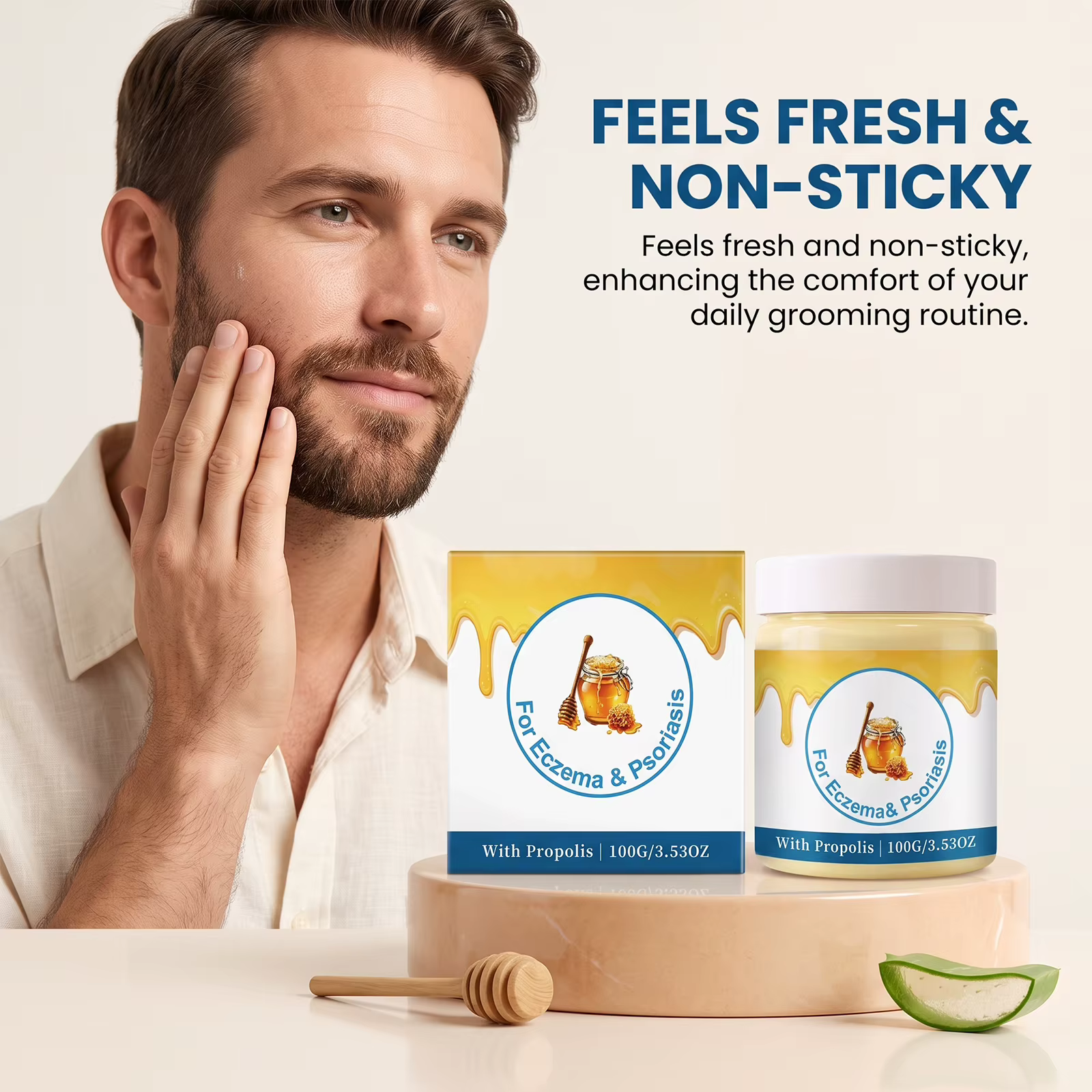 Gel hydratant pour barbe, après-rasage, 100g, propolis, apaise la peau sèche, usage quotidien en salon de coiffure