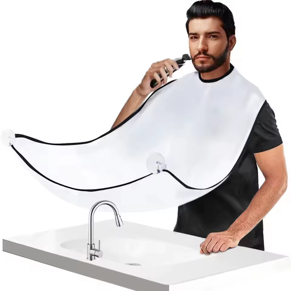 Tablier de rasage pour homme avec ventouses pour barbe et moustache