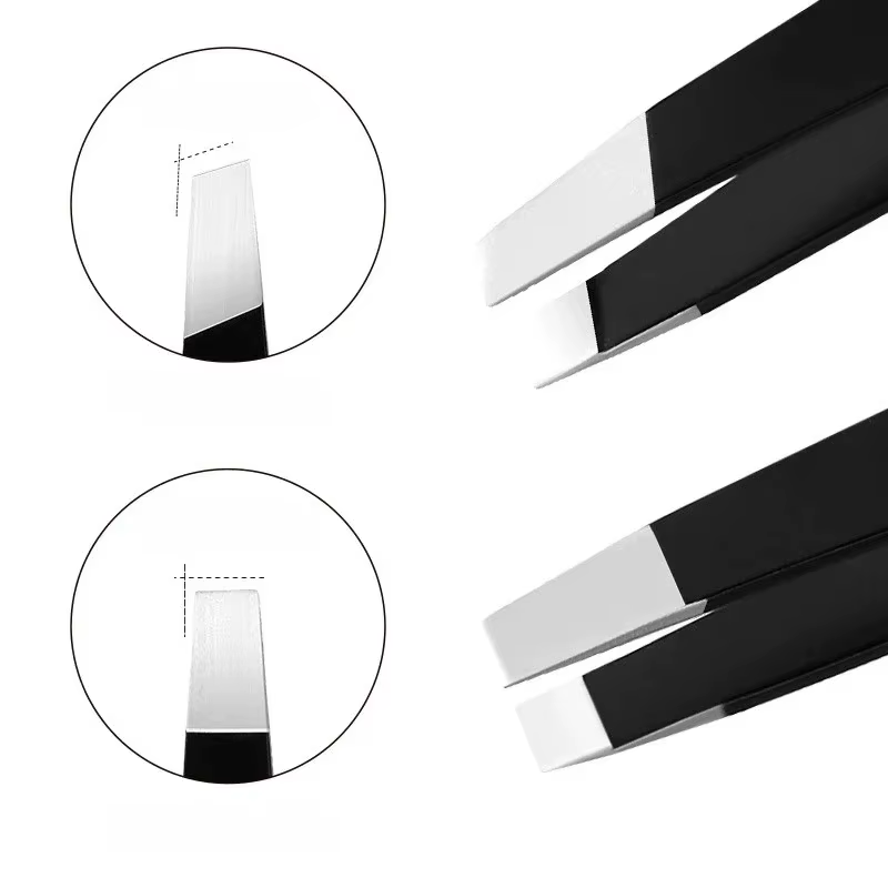 Pince à sourcils noire en acier inoxydable