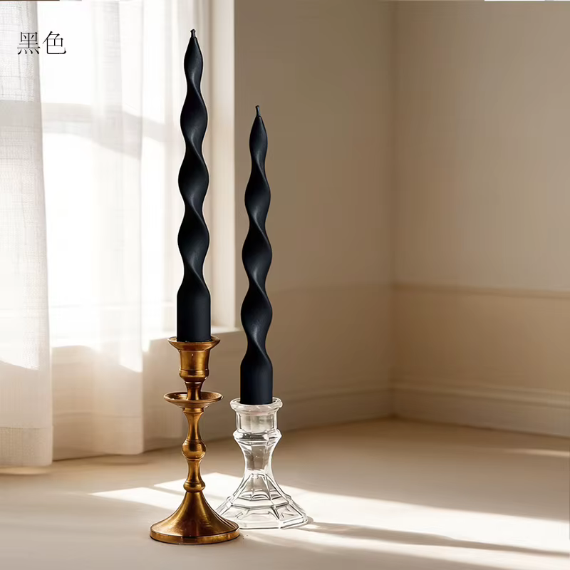 Bougie torsadée spirale française 2,6x24cm, 2 pièces/boîte, sans fumée, longue, en cire torsadée, pour décoration de table de mariage et de la maison