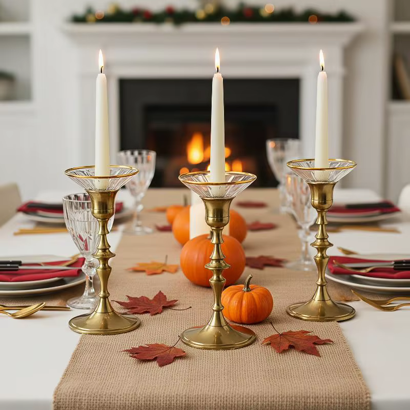 Ensemble de 3 porte-bougies en verre avec attrape-cire, protège-gouttes et base anti-basculement - Pour centres de table, mariages, décoration intérieure