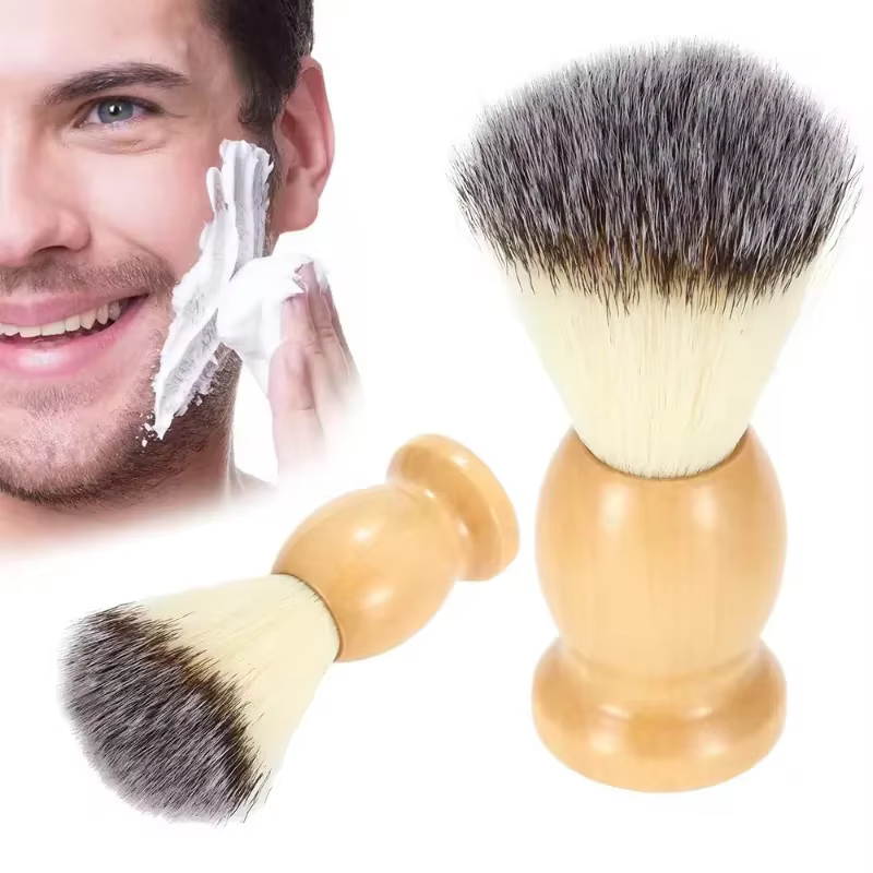 Brosse de rasage avec manche en bois pour hommes
