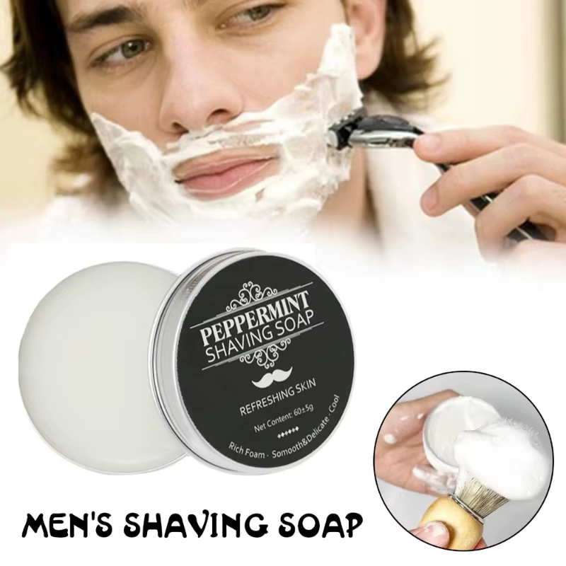 Crème à raser douce et hydratante pour la barbe, baume à la menthe poivrée lissant, savon et lotion en vrac pour salon de coiffure, crème à raser pour hommes