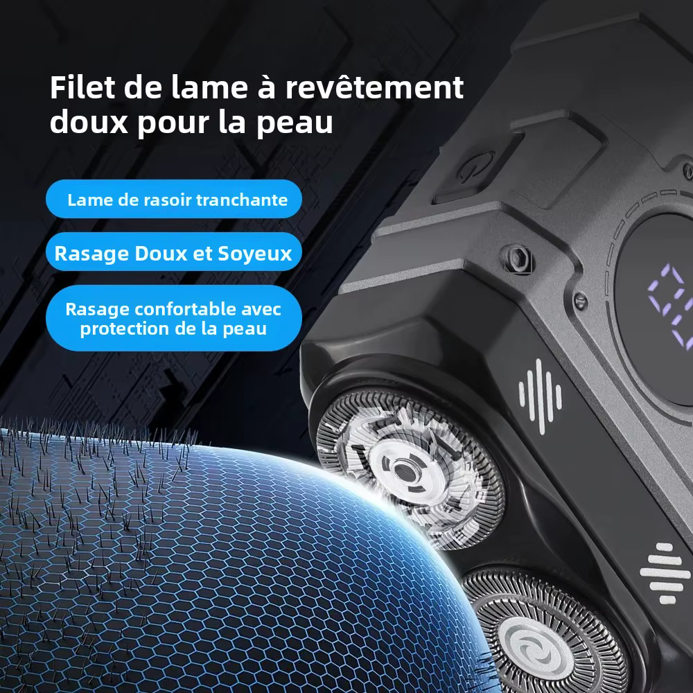 Mini rasoir électrique intelligent à double lame avec écran numérique