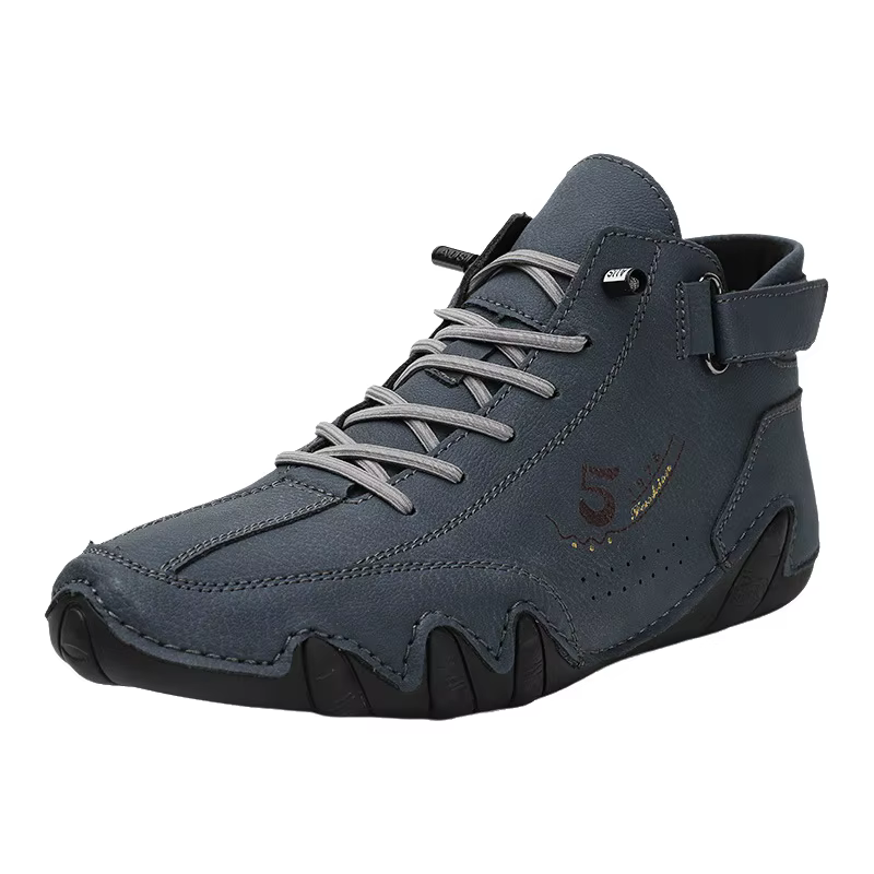 Chaussures en cuir mi-hautes pour hommes, bottes décontractées d'extérieur, style coréen, polyvalentes, respirantes, antidérapantes, semelle extérieure en caoutchouc chaud