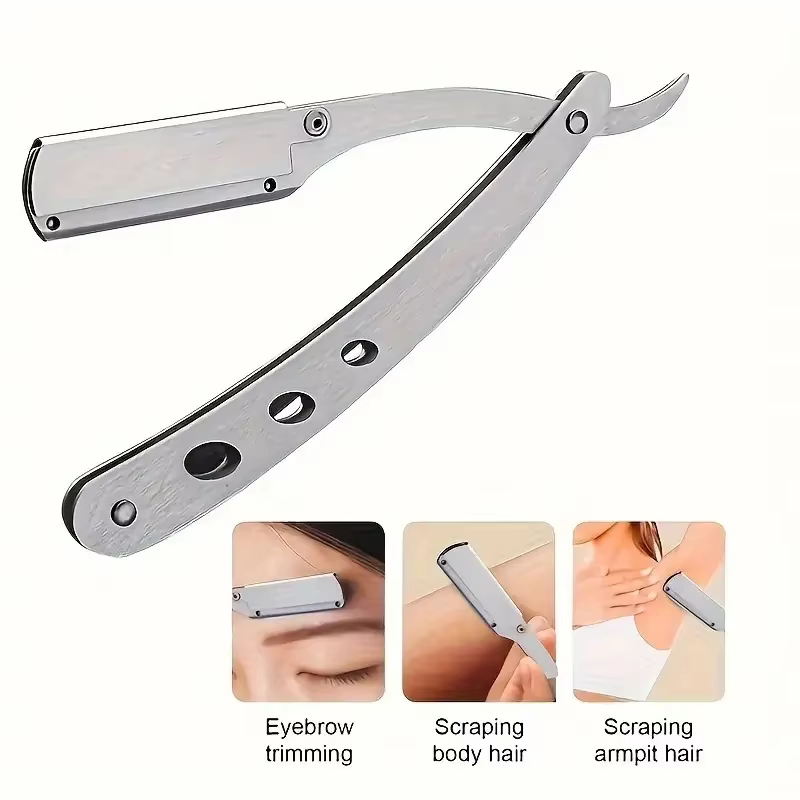 Rasoir de sécurité manuel pliable en acier inoxydable pour hommes