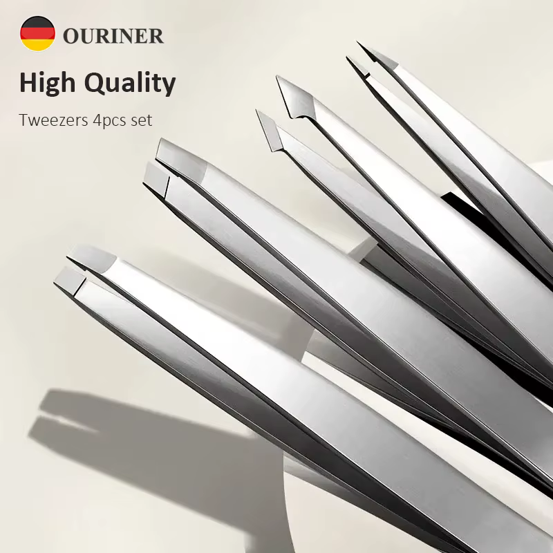 Ouriner – ensemble de pincettes à sourcils en acier inoxydable