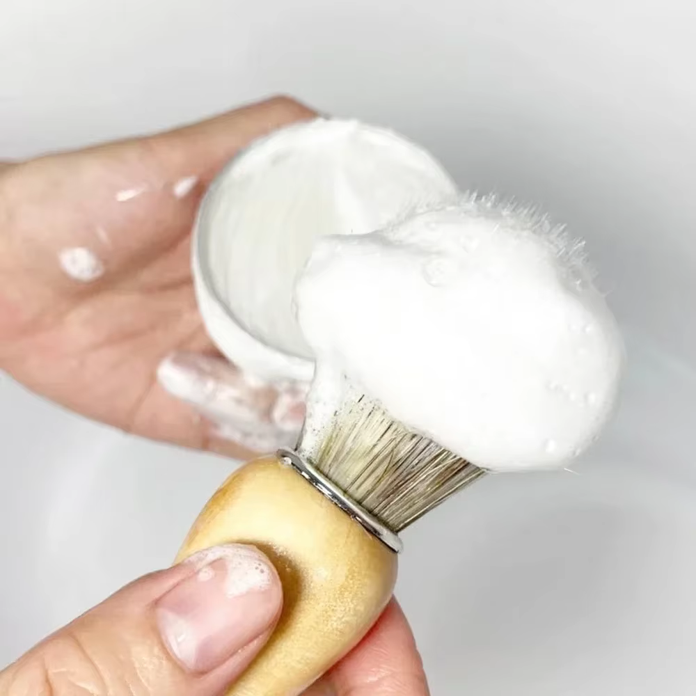 Barre de crème à raser-savon à raser en mousse biologique pour hommes