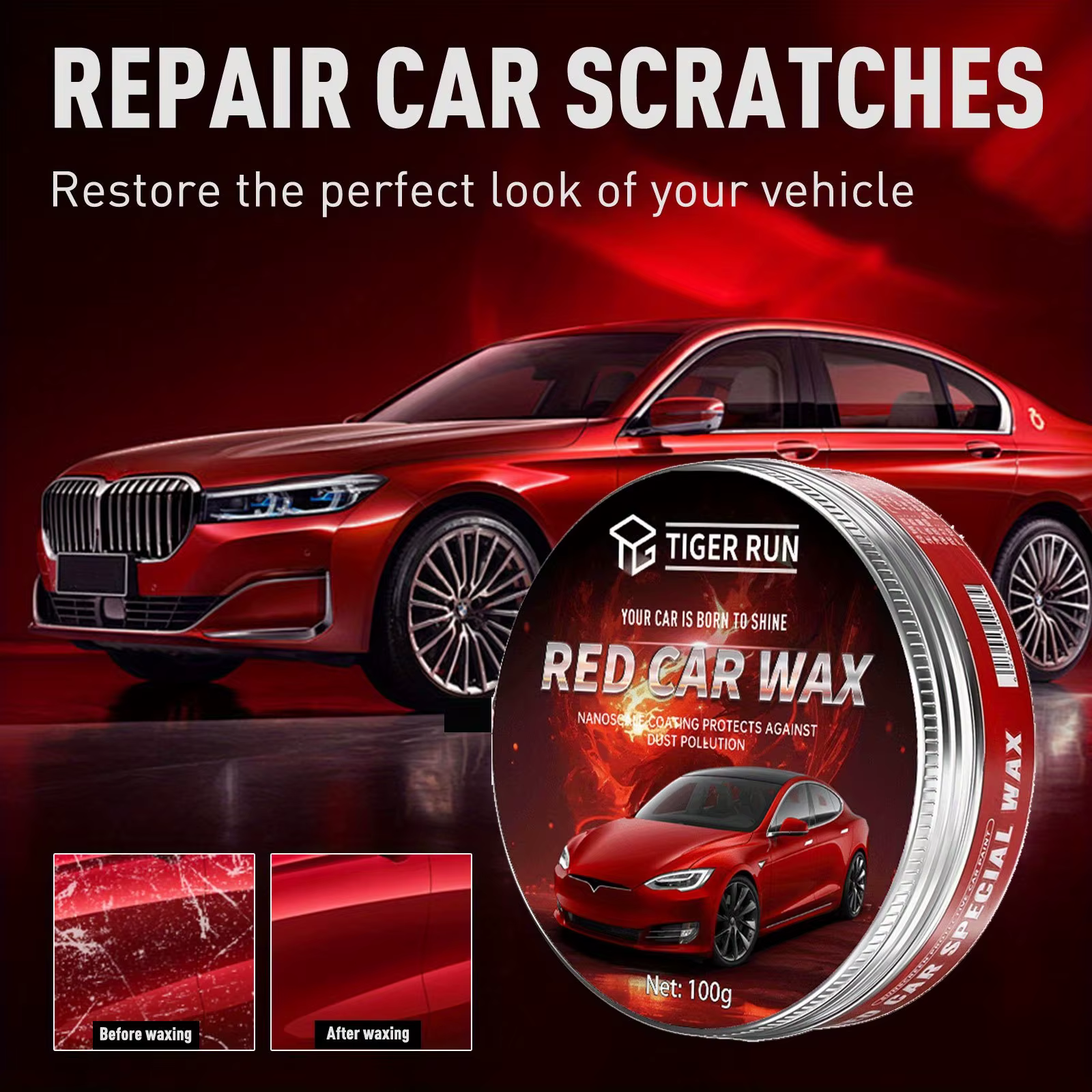 Cire pour voiture rouge TIGER RUN