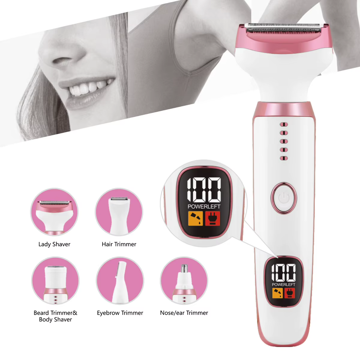 Rasoir électrique amélioré pour femme épilation du corps épilateur indolore tondeuse sans fil femmes visage jambe Bikini