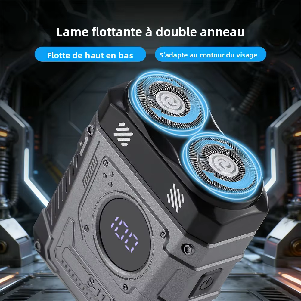 Mini rasoir électrique intelligent à double lame avec écran numérique