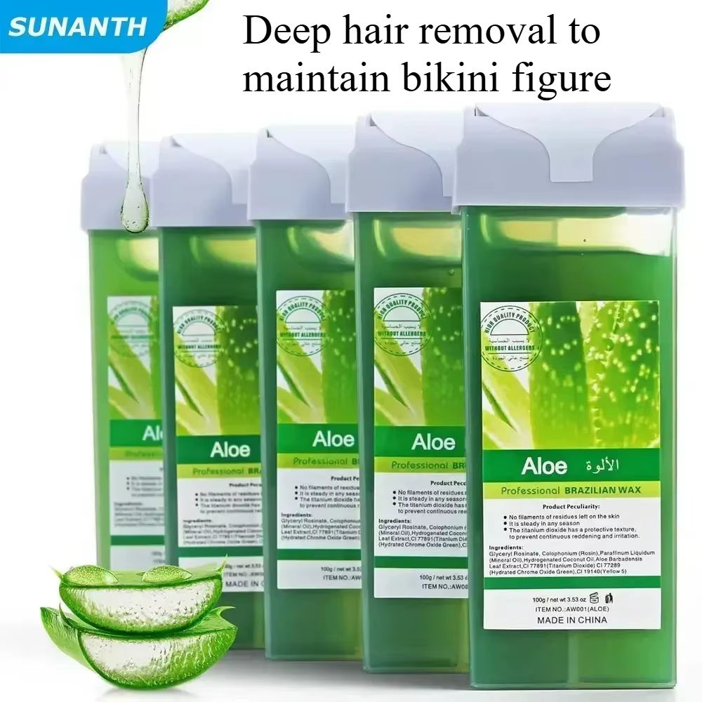 Cire à épiler Roll-on Rose Aloe – Recharge pour épilation indolore – Cartouche