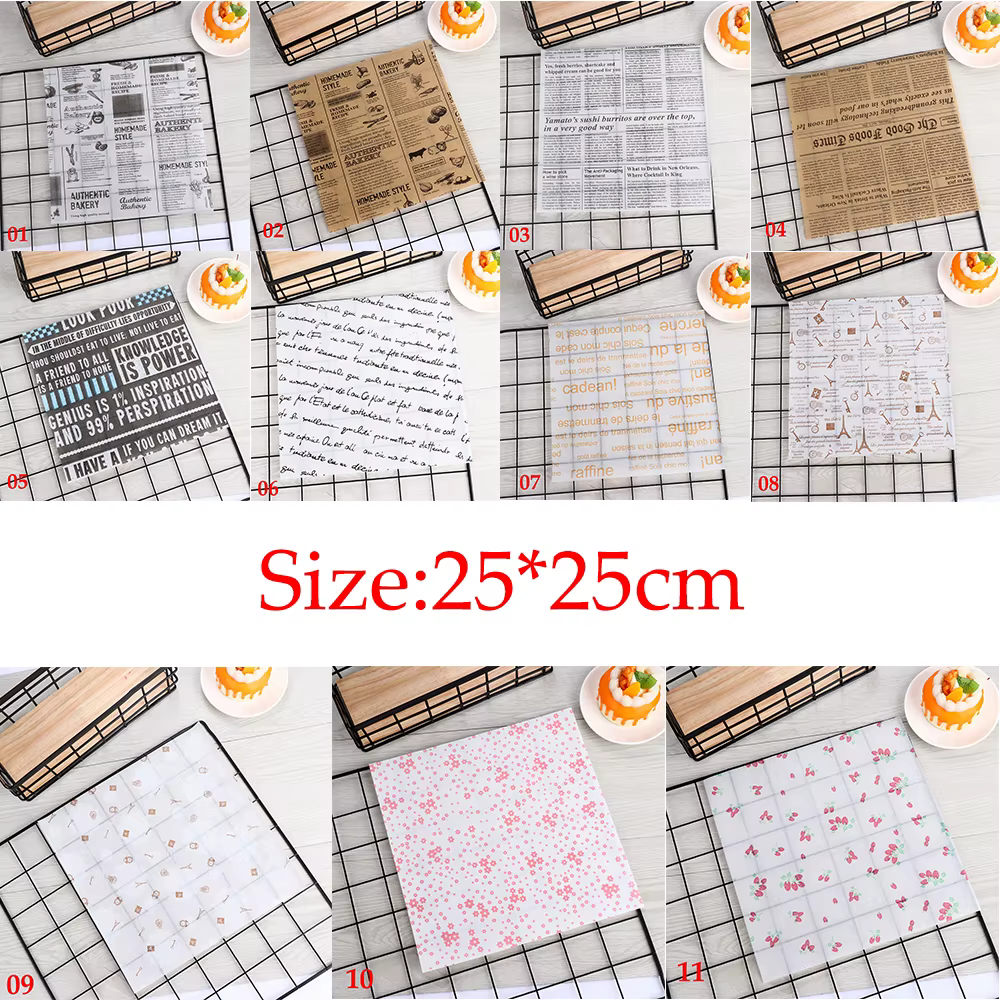 Papier d'avertissement étanche, 50 pièces, papier huilé, tible alimentaires, tible anti-graisse, outil de cuisson pour sandwich, fournitures de fête de cuisine