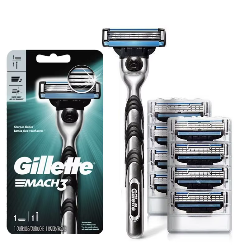 Gillette MACH 3 rasoir pour hommes 3 couches lames rasage rapide et lisse visage barbe avec bande de lubrification