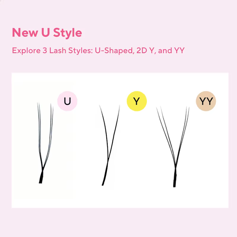 DIYDAY Extension de cils YY en forme de U Premium PBT Double couche U Sahpe YY